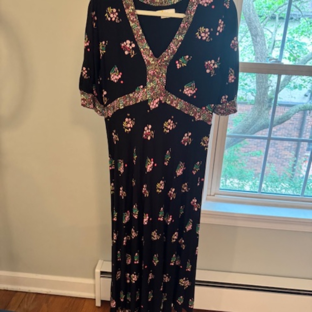 Boden Black Floral Maxi Dress